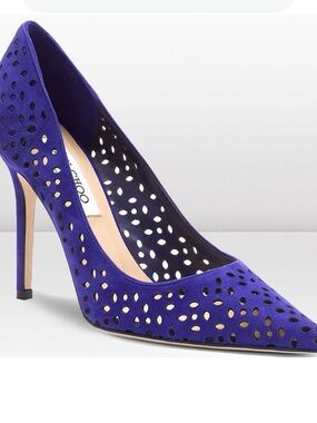 Jimmy Choo Anouk Perforated Pumps Purple Suede 38.5